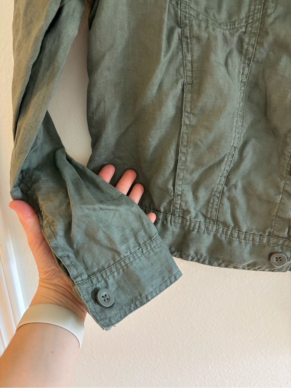 Quince Green Linen Lightweight Jacket Large - Picture 3 of 7